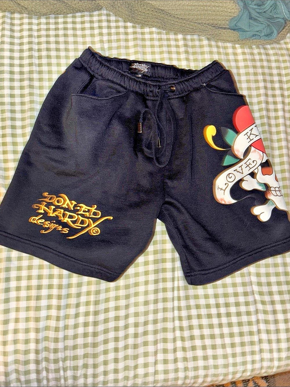 Ed Hardy Love Kills Slowly Fleece Sweatshorts Black & Multi Medium